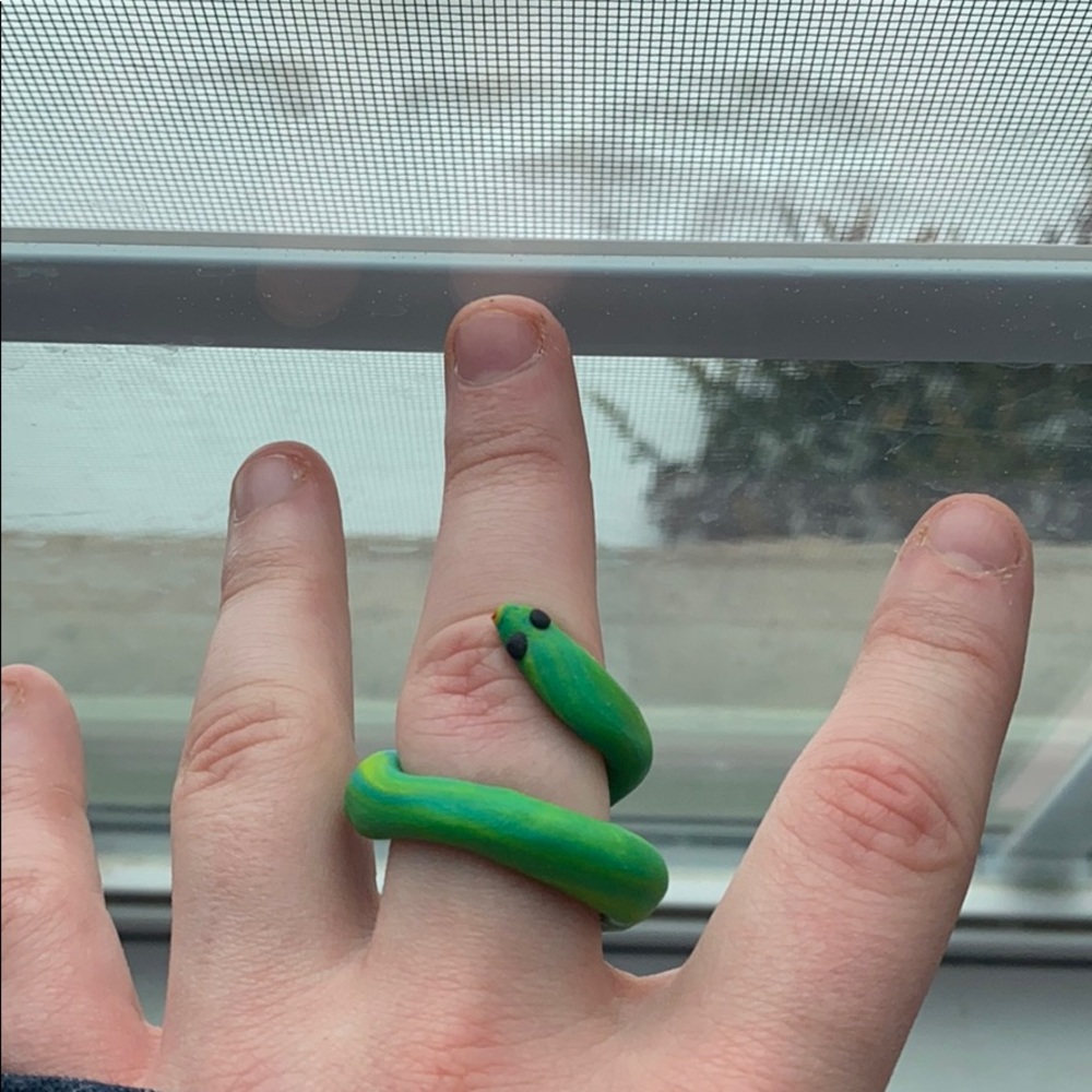 Clay snake ring handmade!